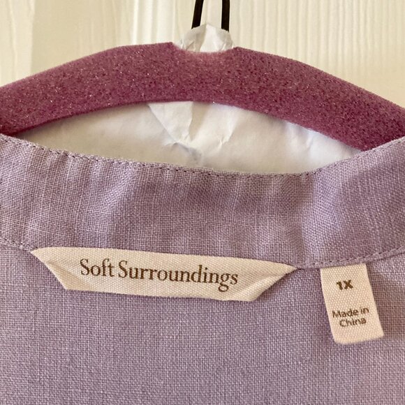 Excellent Condition, SZ 1X, Soft Surroundings, Linen Tunic Swim Cover Up, Purple - Picture 5 of 5